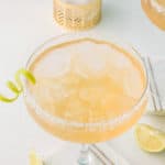 homemade Chili's Presidente Margarita with a twist of lime