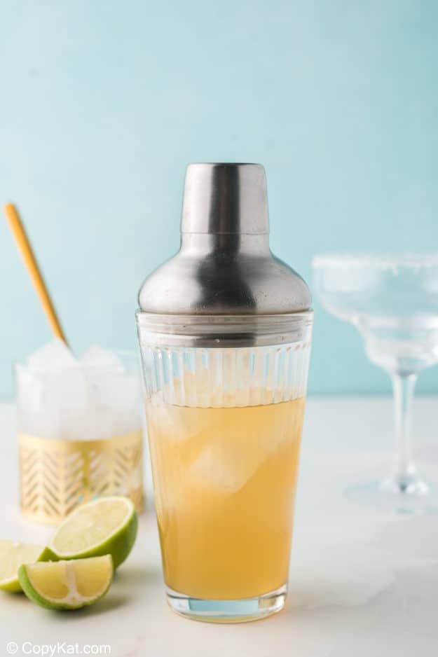 homemade Chilis Presidente Margarita in a cocktail shaker