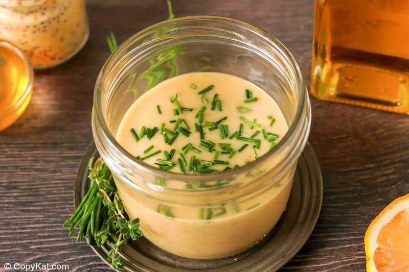a jar of homemade Houlihan's honey mustard sauce