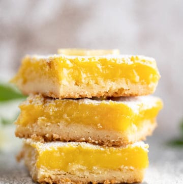 three lemon bars in a stack