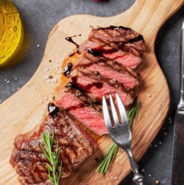 sirloin steak on a cutting board