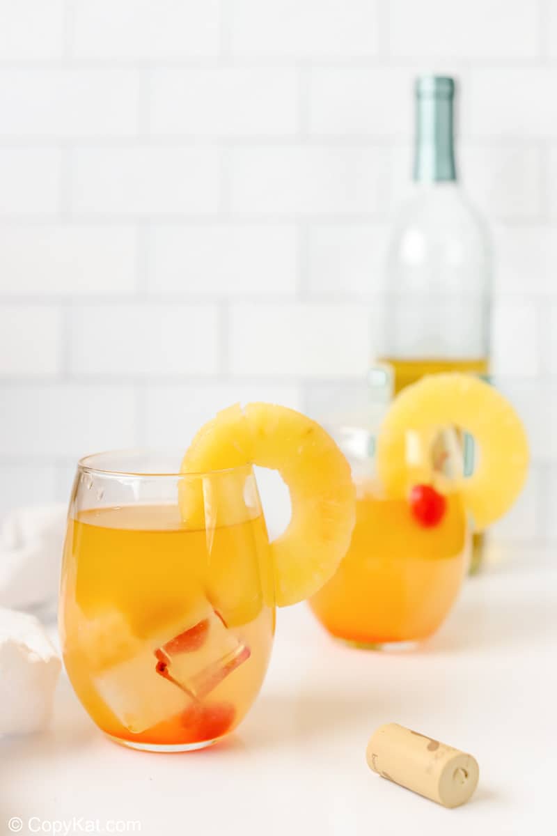 two glasses of pineapple white wine sangria