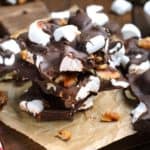 stacked pieces of rocky road candy with walnuts