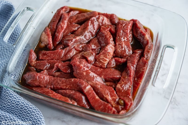 beef strips in teriyaki marinade