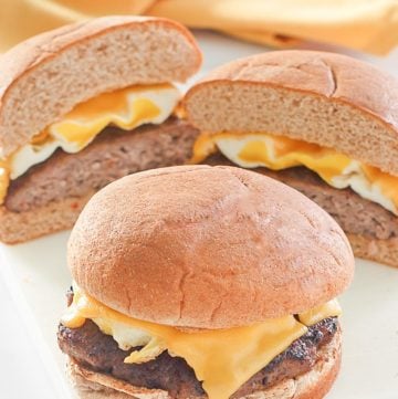 homemade Whataburger breakfast on a bun sandwiches