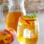 a glass of homemade Olive Garden peach iced tea