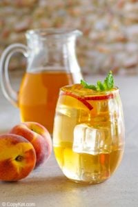 a glass of homemade Olive Garden peach iced tea