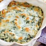 homemade Olive Garden spinach artichoke dip in a serving dish