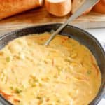 a bowl of homemade Panera broccoli cheddar cheese soup