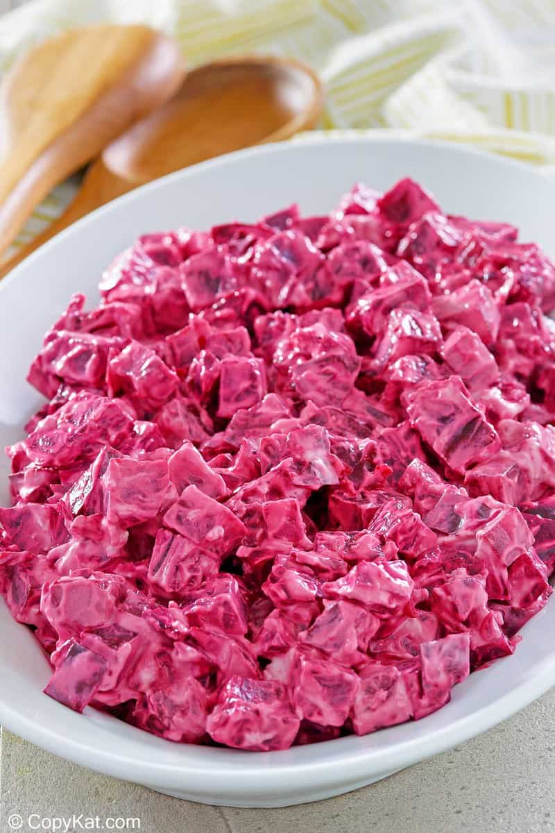 sour cream beet salad on a platter