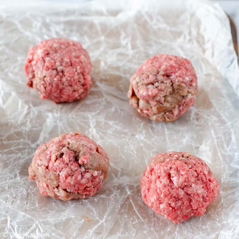 ground beef shaped into balls