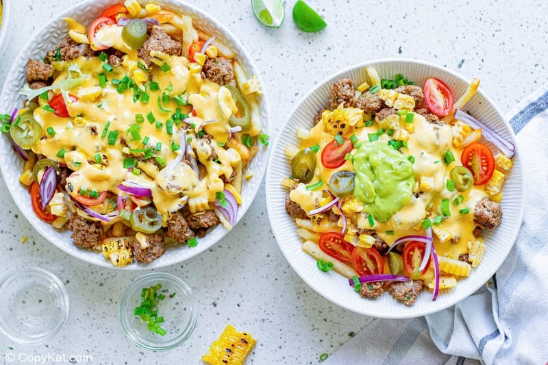 homemade Taco Bell Nacho Fries BellGrande in two bowls