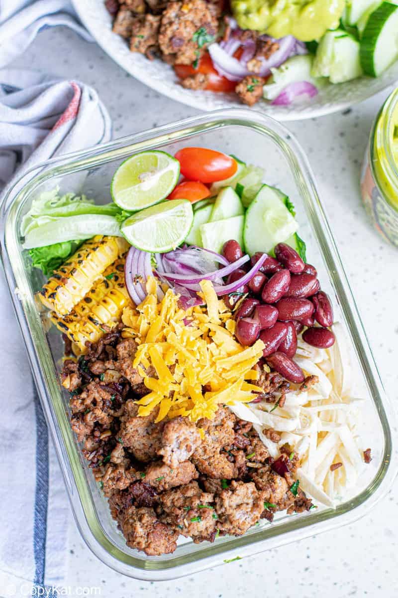 Taco Bowls (plus optional TACO BOWL SHELLS! + Meal Prep)