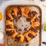 baked taco ring on a baking sheet