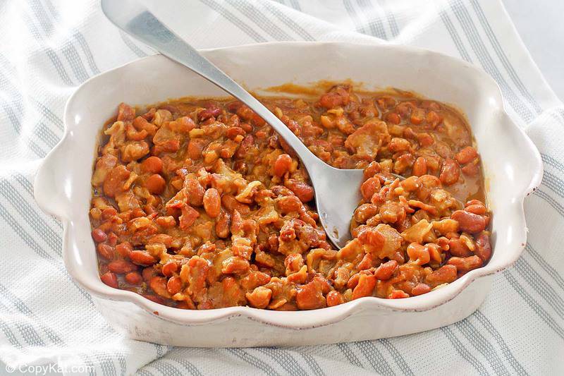 barbecue baked beans in a serving dish