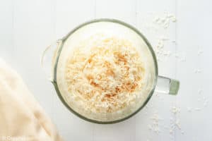 coconut custard pie filling ingredients in a blender