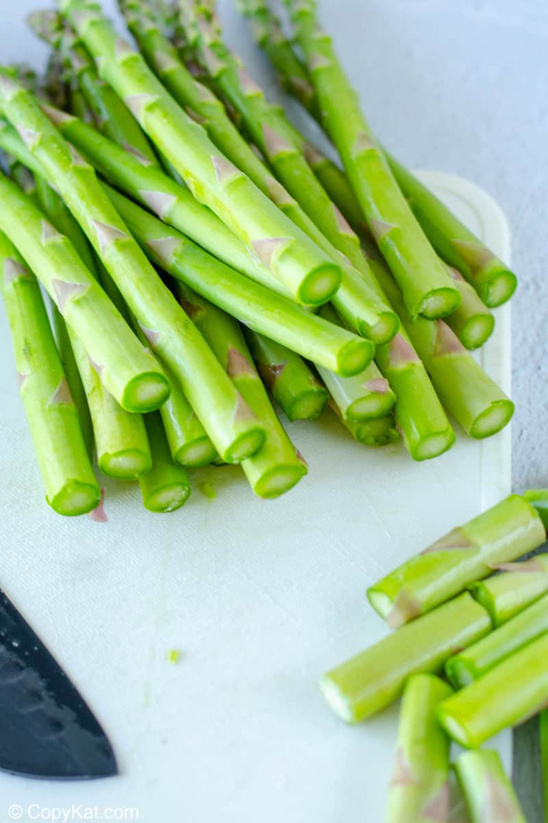 asparagus with woody ends cut off