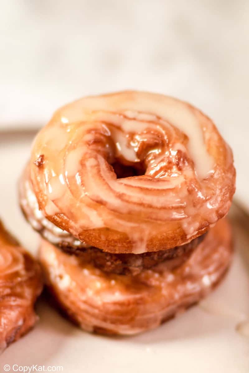 homemade Dunkin Donuts French Cruller Donuts on a plate