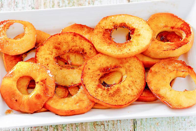 fried apple rings on a platter