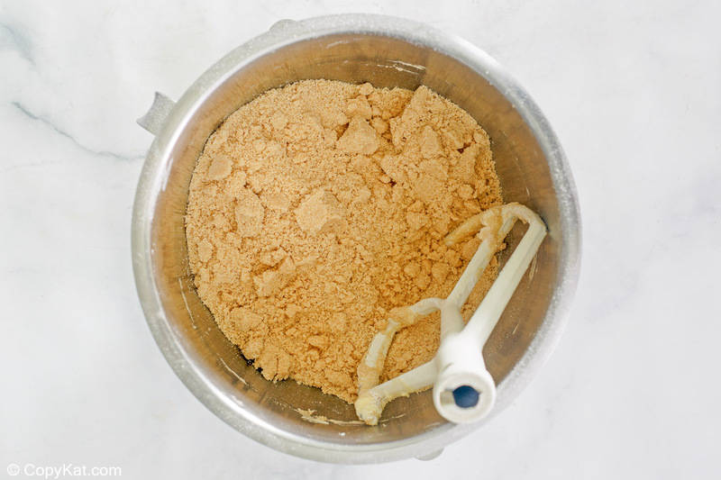 Heath bar cake crumb mixture in a bowl