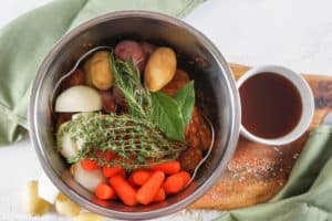 tri tip roast ingredients in an Instant Pot before pressure cooking