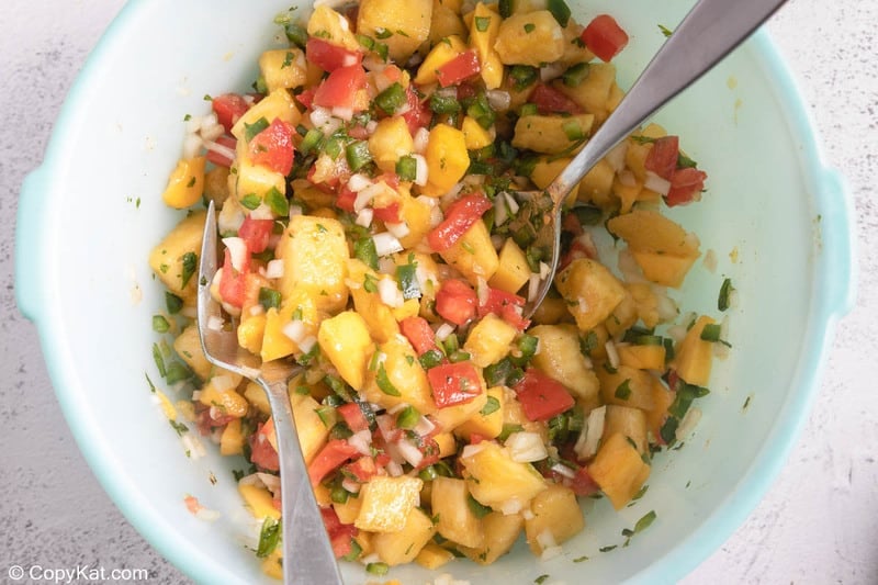pineapple mango salsa in a bowl