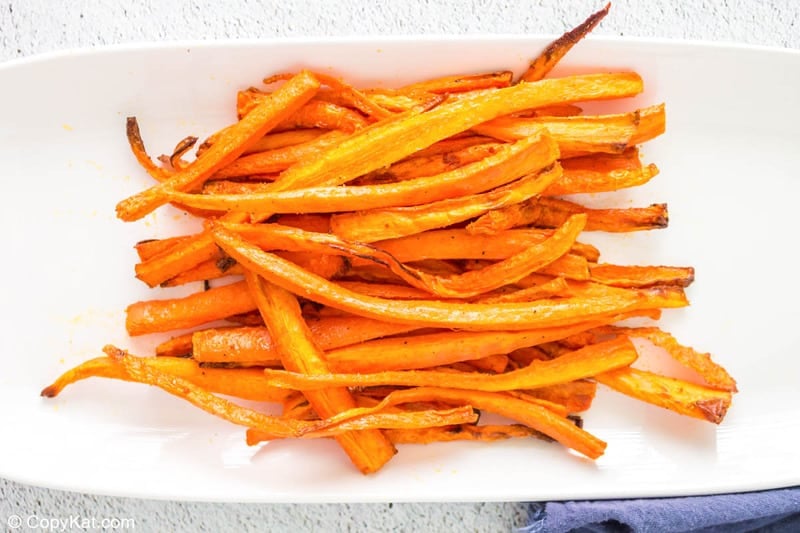 air fried carrot sticks on a plate