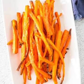 air fryer carrots on a white platter