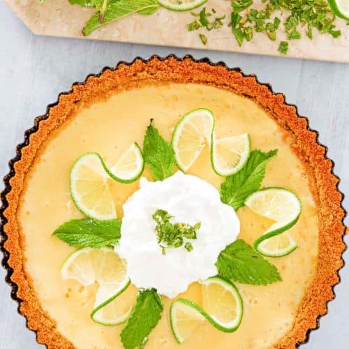 overhead view of homemade Anthony's key lime pie