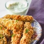 homemade Disney fried pickle spears with ranch dressing