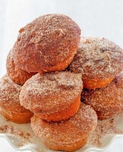 a stack of donut muffins
