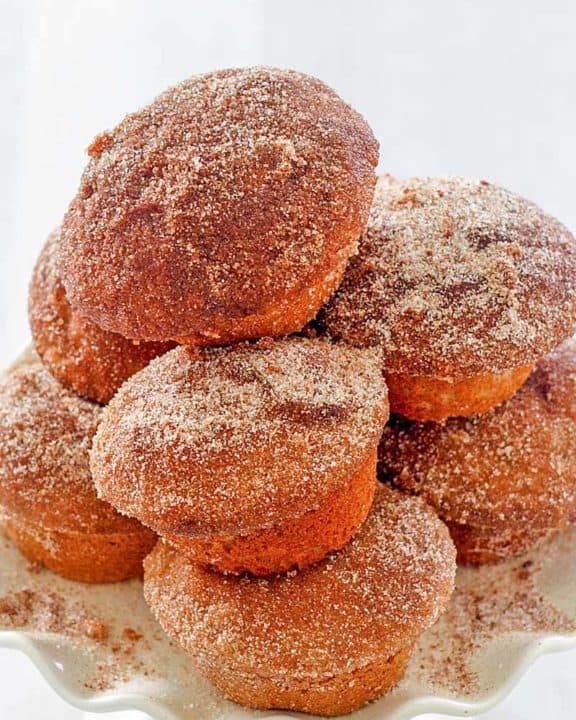 a stack of donut muffins