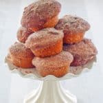 donut muffins on a small cake stand