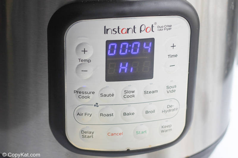 setting Instant Pot on high pressure mode