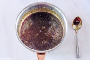 soy ginger glaze cooked and cooled in a pan