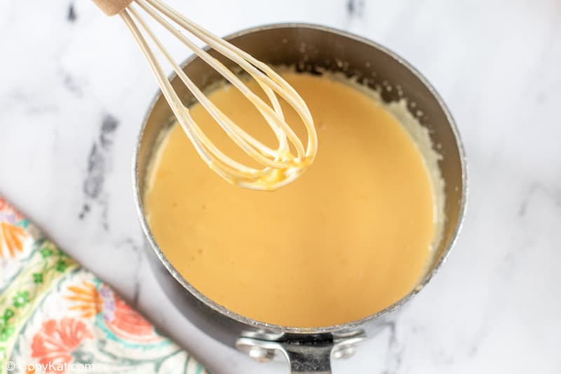 homemade Taco Bell cheese sauce in a pan