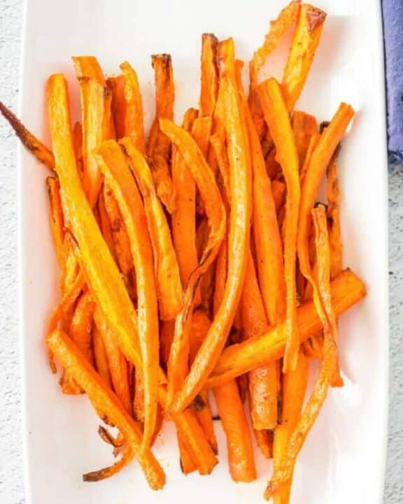 air fried carrots on a platter