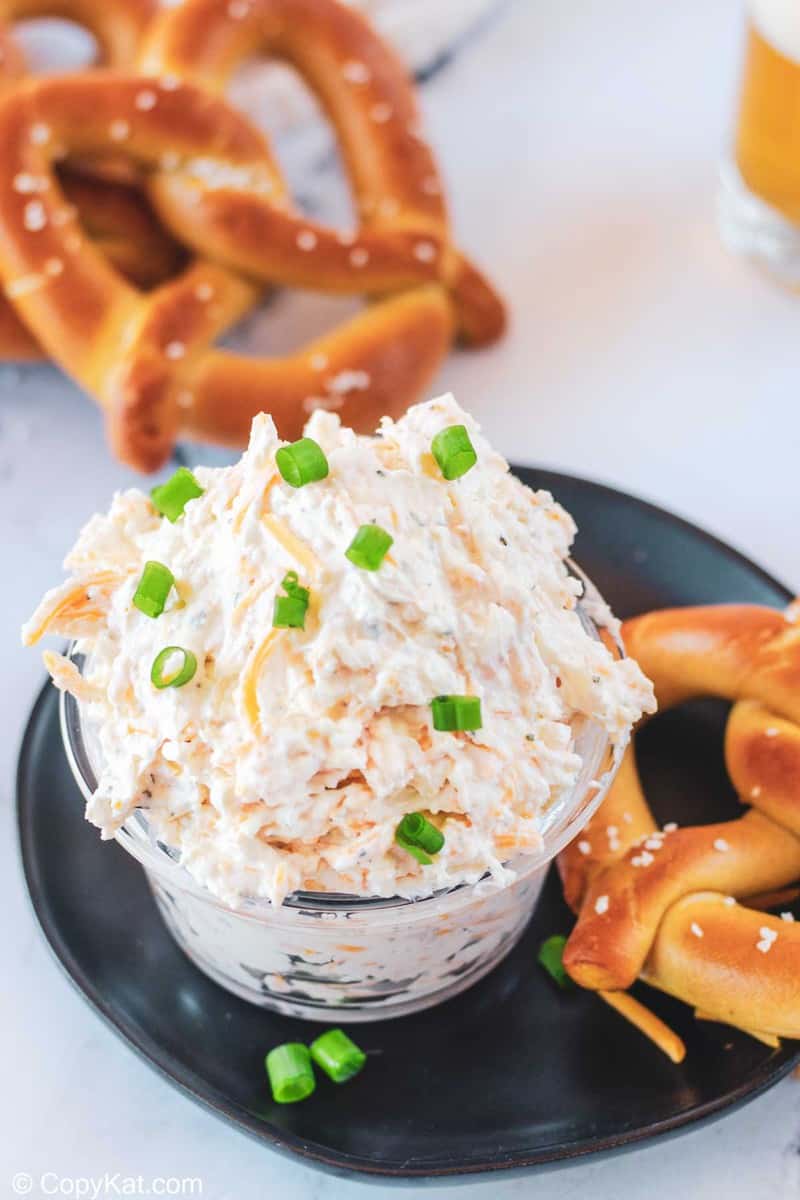 beer cheese dip and soft pretzels