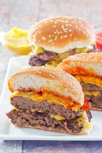 homemade Burger King double cheeseburgers on a plate