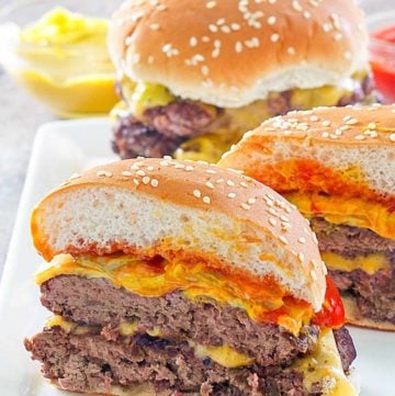 homemade Burger King double cheeseburgers on a plate