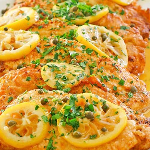 chicken francese on a platter