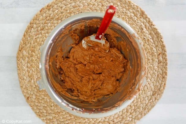 chocolate pudding pie filling in a bowl