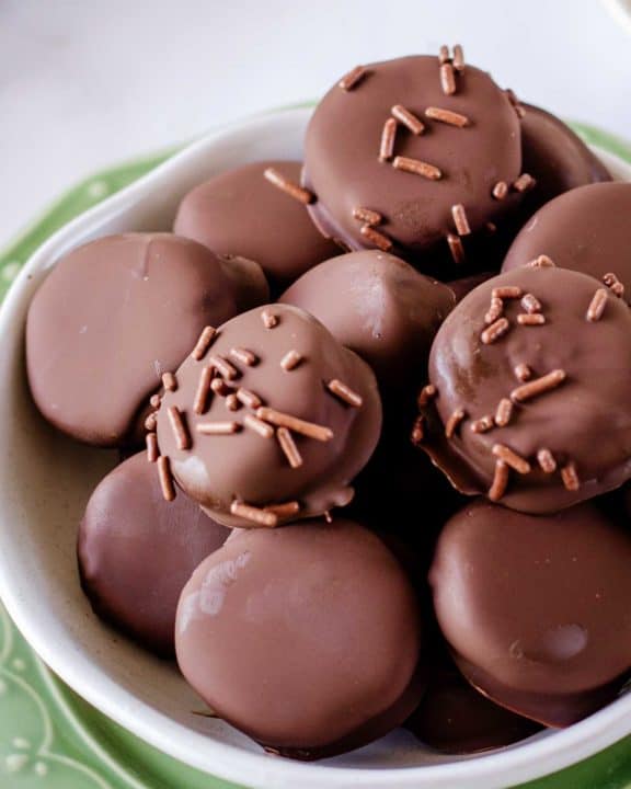 homemade York peppermint patties in a dish