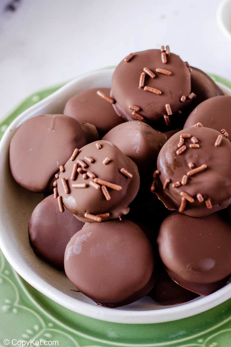 homemade York peppermint patties in a dish