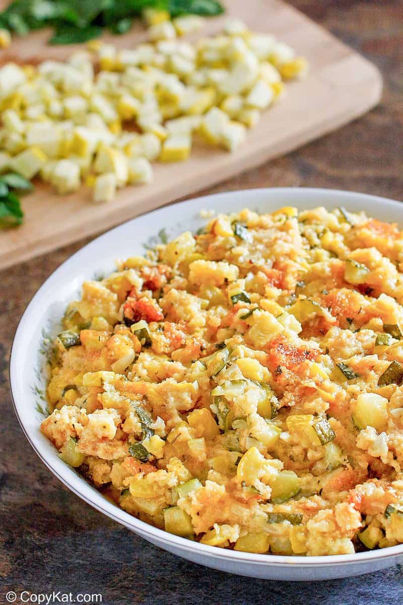 homemade Boston Market squash casserole in a bowl