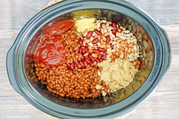 calico beans ingredients in a crockpot