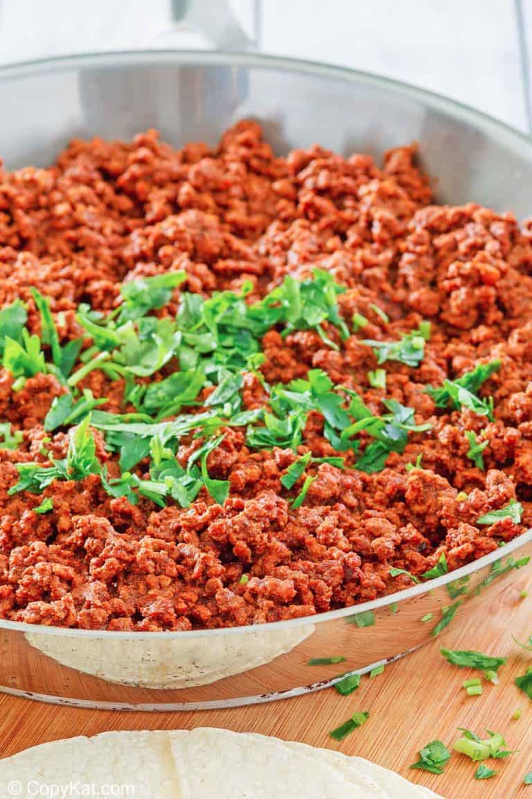 chili colorado con carne in a skillet