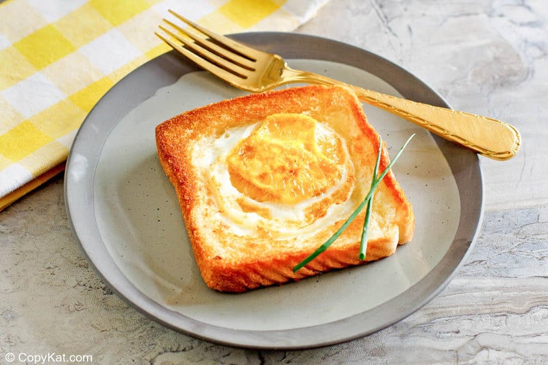 egg in a basket on a plate