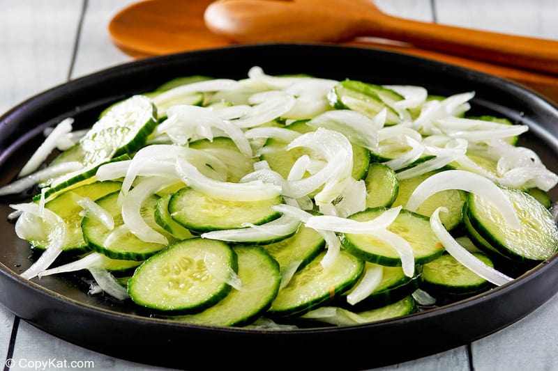 cucumber onion salad on a plate