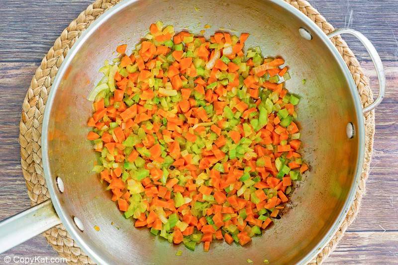 diced vegetables in a skillet